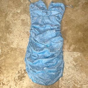 sparkly body con strapless dress